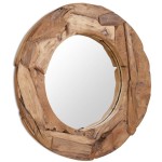 vidaXL Oglindă decorativă, lemn de tec, 80 cm, rotundă