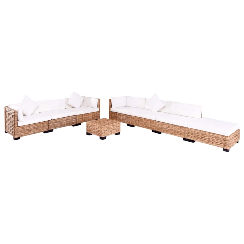 vidaXL Set mobilier cu canapea 27 piese, culoare naturală, ratan