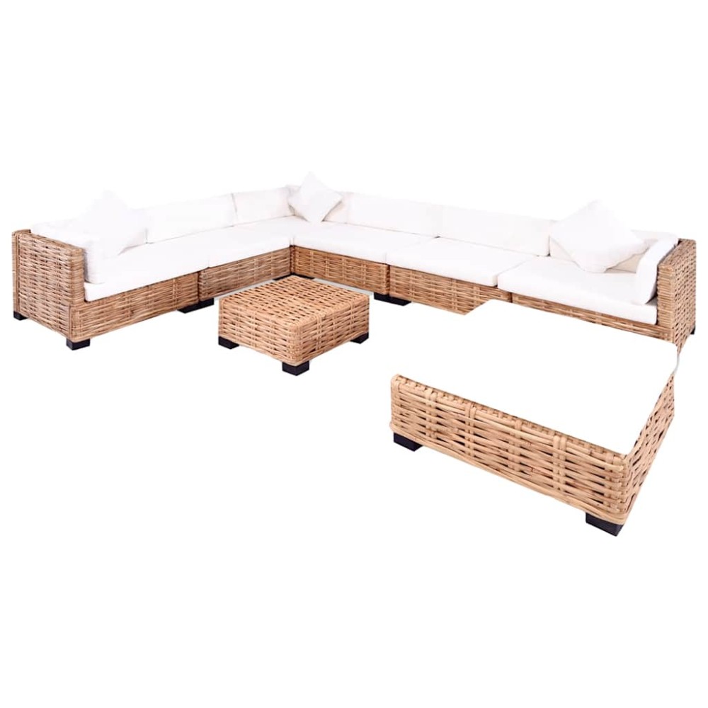 vidaXL Set mobilier cu canapea 27 piese, culoare naturală, ratan
