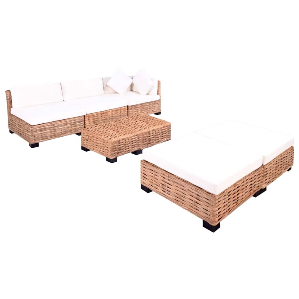 vidaXL Set canapea, 18 piese, ratan natural