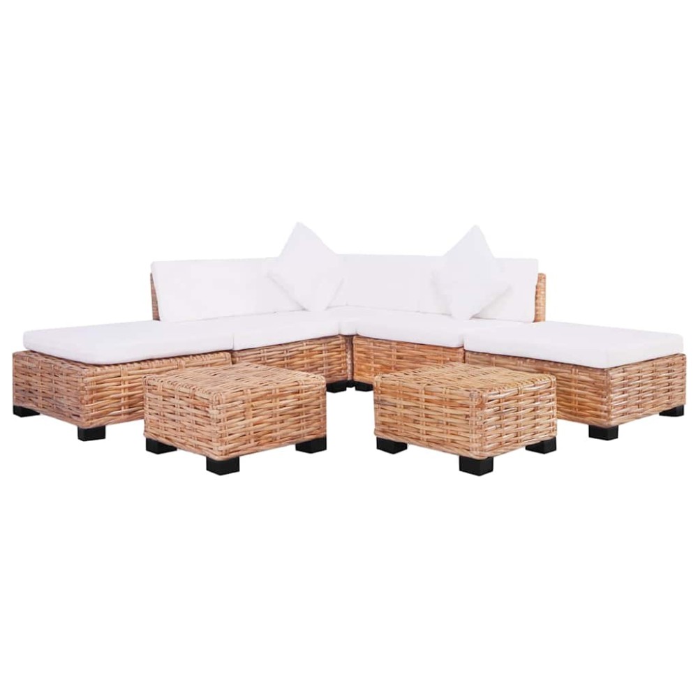 vidaXL Set canapea, 18 piese, ratan natural