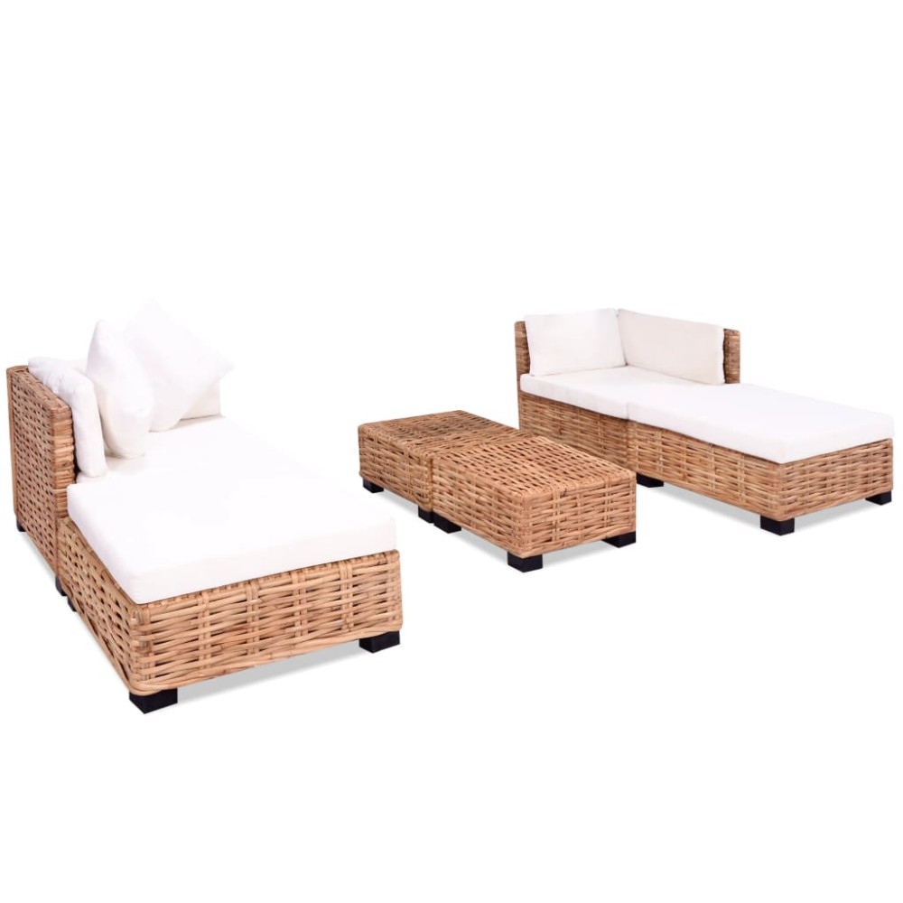 vidaXL Set canapea, 16 piese, ratan natural