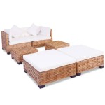 vidaXL Set canapea, 16 piese, ratan natural vidaXL Set canapea, 16 piese, ratan natural