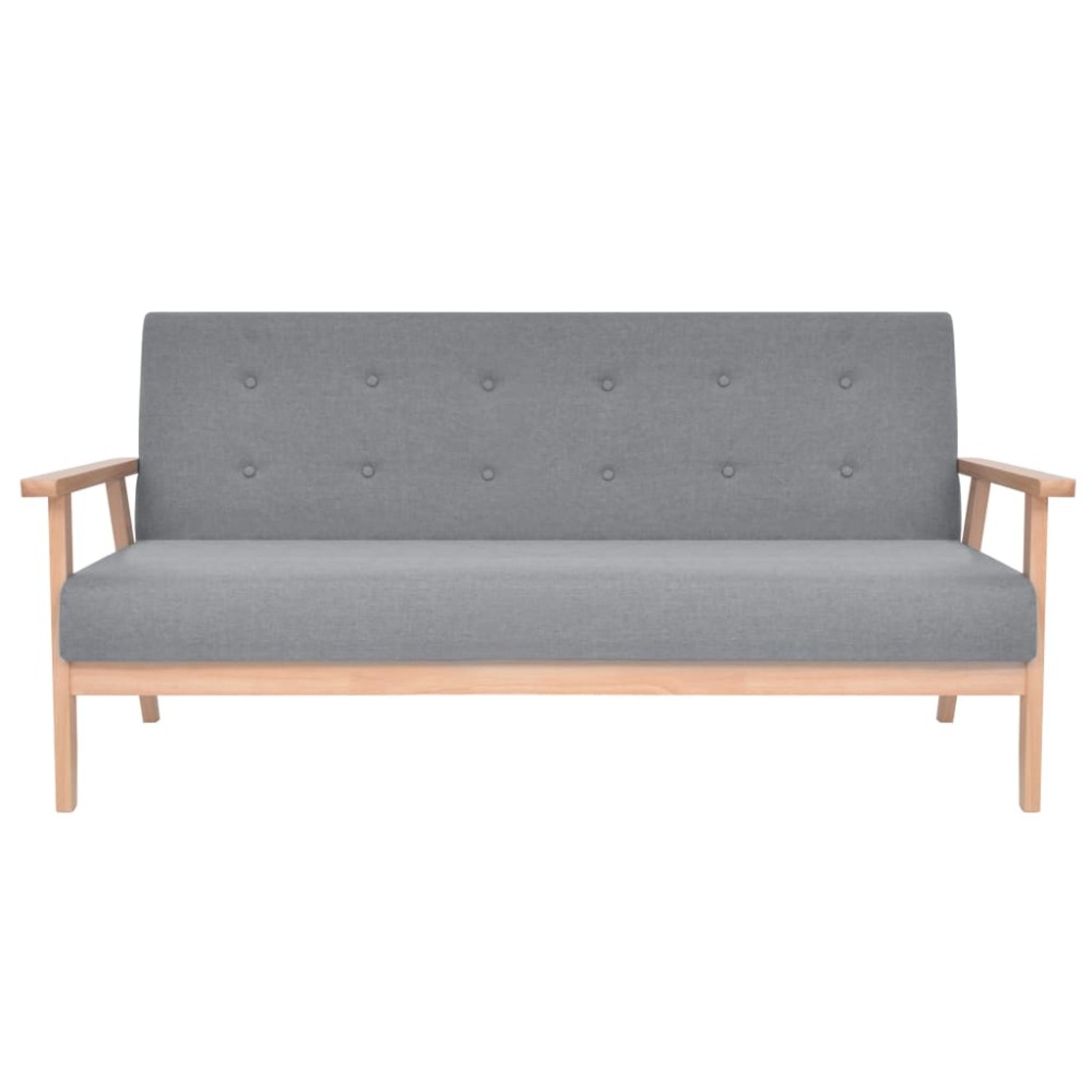 vidaXL Canapea cu 3 locuri, gri deschis, material textil