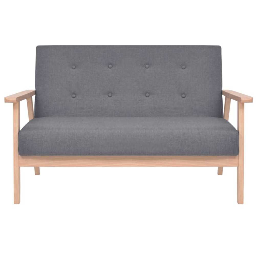 vidaXL Canapea cu 2 locuri, gri închis, material textil