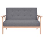 vidaXL Canapea cu 2 locuri, gri închis, material textil