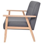 vidaXL Canapea cu 2 locuri, gri închis, material textil