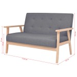 vidaXL Canapea cu 2 locuri, gri închis, material textil
