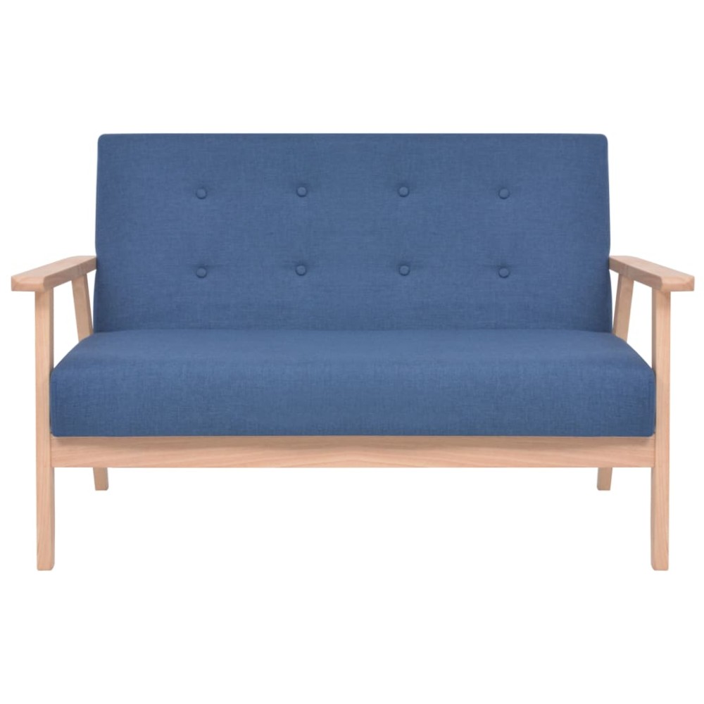 vidaXL Canapea cu 2 locuri, albastru, material textil