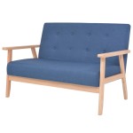 vidaXL Canapea cu 2 locuri, albastru, material textil vidaXL Canapea cu 2 locuri, albastru, material textil