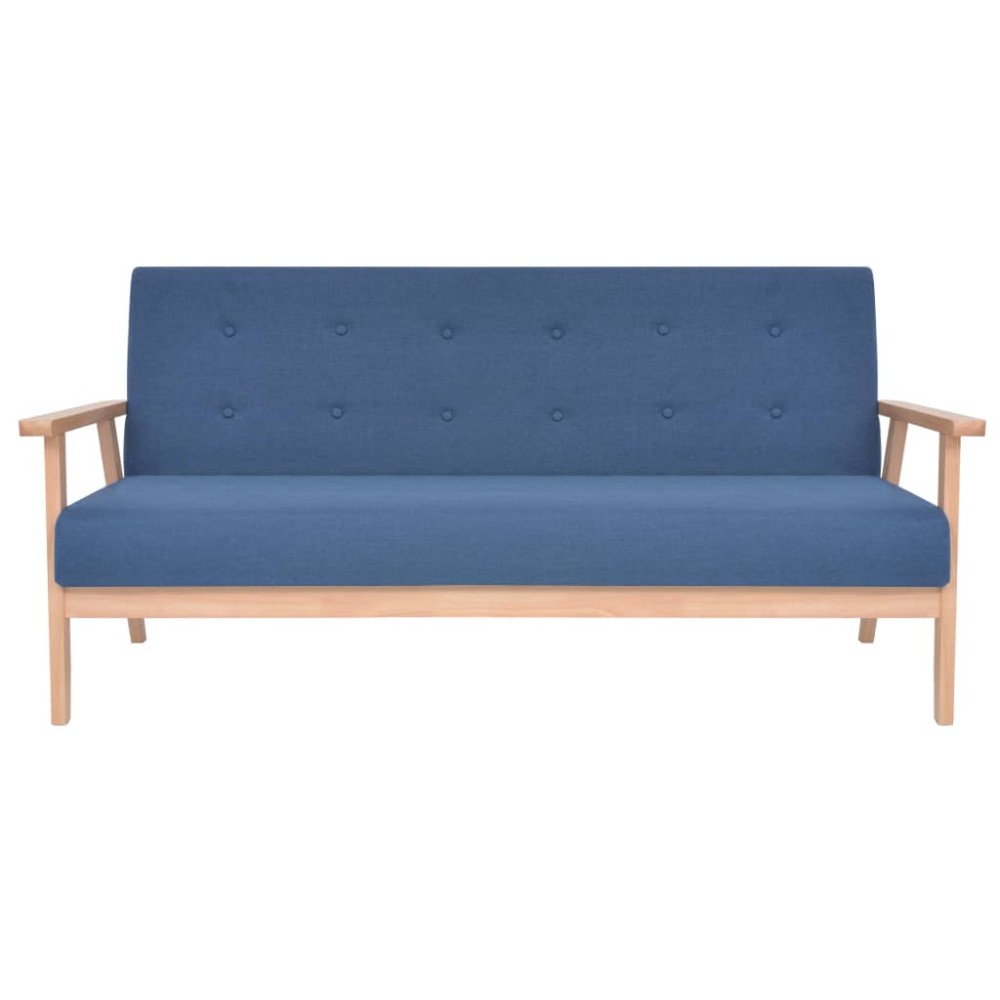 vidaXL Canapea cu 3 locuri, albastru, material textil