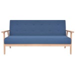 vidaXL Canapea cu 3 locuri, albastru, material textil vidaXL Canapea cu 3 locuri, albastru, material textil