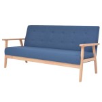 vidaXL Canapea cu 3 locuri, albastru, material textil vidaXL Canapea cu 3 locuri, albastru, material textil