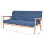 vidaXL Canapea cu 3 locuri, albastru, material textil vidaXL Canapea cu 3 locuri, albastru, material textil