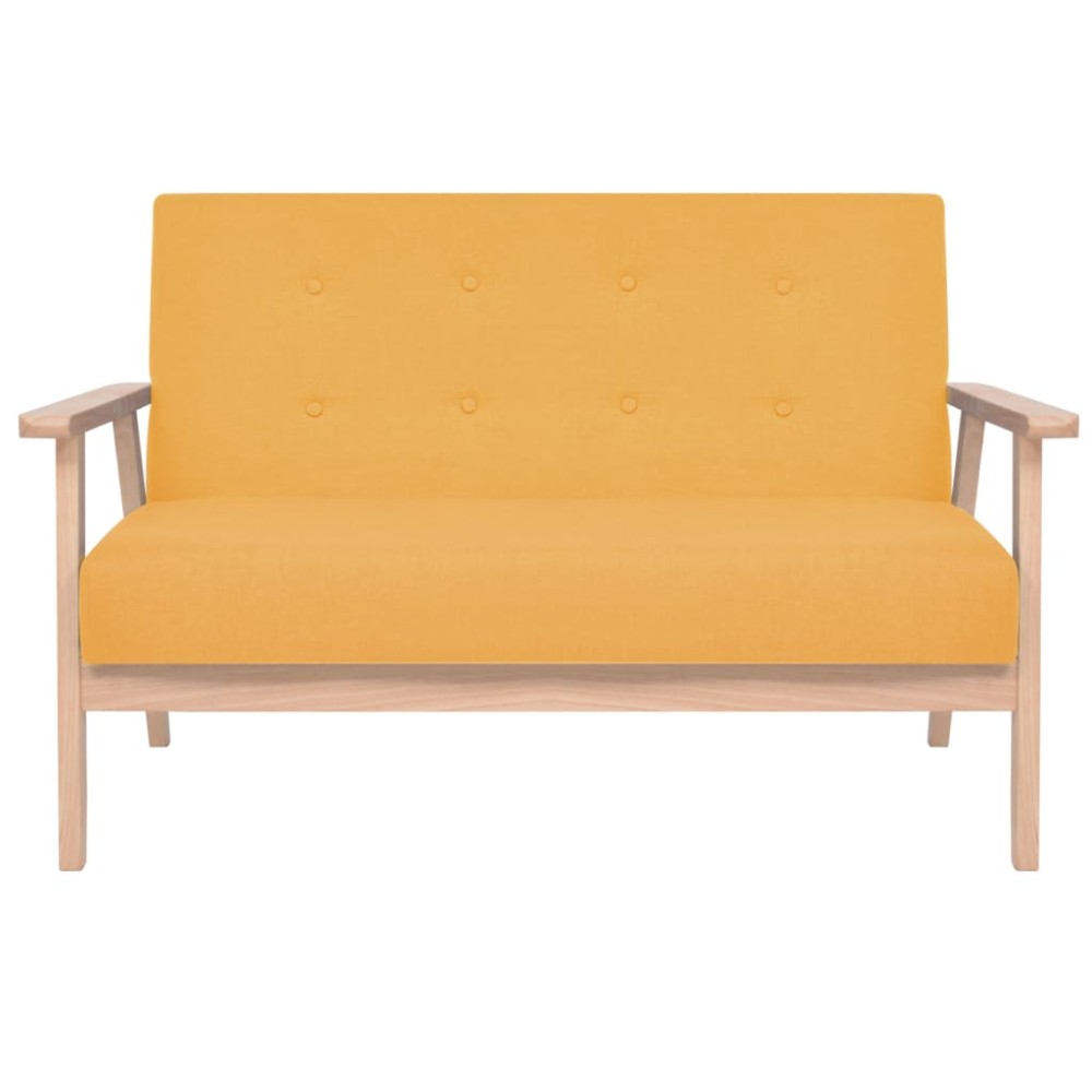 vidaXL Canapea cu 2 locuri, galben, material textil