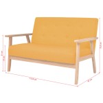 vidaXL Canapea cu 2 locuri, galben, material textil