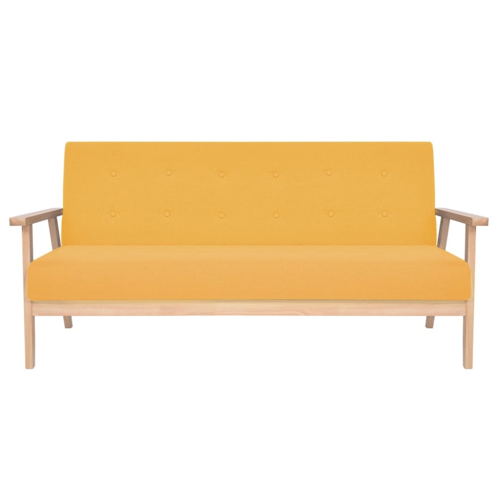 vidaXL Canapea cu 3 locuri, galben, material textil
