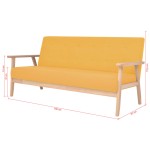 vidaXL Canapea cu 3 locuri, galben, material textil vidaXL Canapea cu 3 locuri, galben, material textil