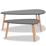 vidaXL Set masă cafea, 2 piese, lemn masiv de pin, negru