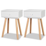 vidaXL Noptiere din lemn masiv de pin 2 buc, 40 x 30 x 61 cm, alb