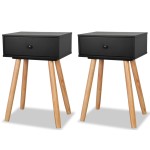 vidaXL Noptiere din lemn masiv de pin 2 buc, 40 x 30 x 61 cm, negru