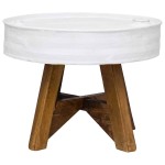 vidaXL Măsuță de cafea, alb, 60 x 45 cm, lemn masiv reciclat