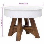 vidaXL Măsuță de cafea, alb, 60 x 45 cm, lemn masiv reciclat