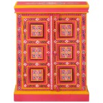 vidaXL Dulap, roz, lemn masiv de mango, pictat manual