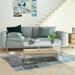 vidaXL Măsuță de cafea, PAL, 90x59x42 cm, culoarea stejarului și alb