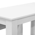 vidaXL Masă și bănci de bucătărie, 3 piese, PAL, alb vidaXL Masă și bănci de bucătărie, 3 piese, PAL, alb