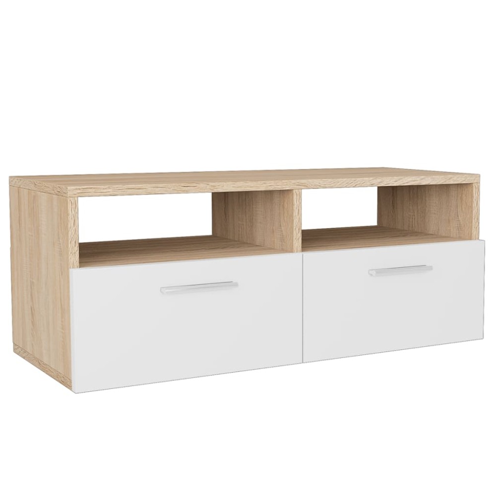 vidaXL Comodă TV, PAL, 95 x 35 x 36 cm, culoarea stejarului și alb