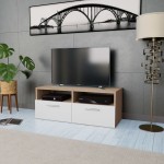 vidaXL Comodă TV, PAL, 95 x 35 x 36 cm, culoarea stejarului și alb vidaXL Comodă TV, PAL, 95 x 35 x 36 cm, culoarea stejarului și alb