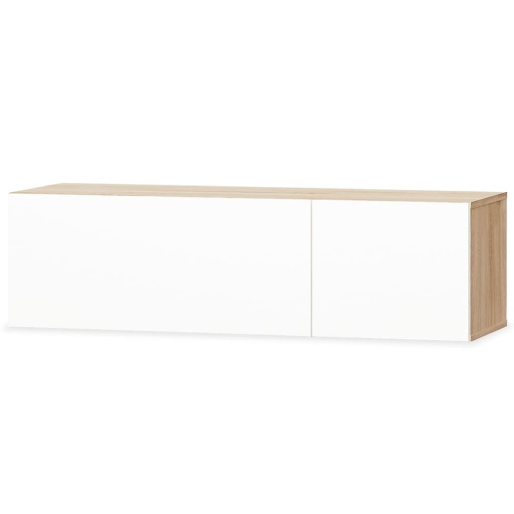 vidaXL Comodă TV, PAL 120 x 40 x 34 cm, alb extralucios și stejar
