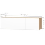 vidaXL Comodă TV, PAL 120 x 40 x 34 cm, alb extralucios și stejar vidaXL Comodă TV, PAL 120 x 40 x 34 cm, alb extralucios și stejar