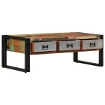 vidaXL Măsuță de cafea cu 3 sertare, 100x50x35 cm, lemn masiv reciclat vidaXL Măsuță de cafea cu 3 sertare, 100x50x35 cm, lemn masiv reciclat
