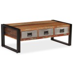 vidaXL Măsuță de cafea cu 3 sertare, 100x50x35 cm, lemn masiv reciclat vidaXL Măsuță de cafea cu 3 sertare, 100x50x35 cm, lemn masiv reciclat