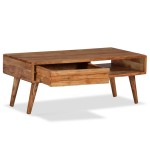 vidaXL Măsuță de cafea cu sertar sculptat, 100x50x40 cm, lemn masiv vidaXL Măsuță de cafea cu sertar sculptat, 100x50x40 cm, lemn masiv