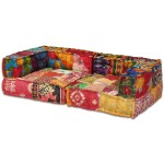 vidaXL Canapea puf modulară cu 2 locuri, petice, material textil vidaXL Canapea puf modulară cu 2 locuri, petice, material textil