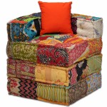 vidaXL Canapea puf modulară cu 2 locuri, petice, material textil vidaXL Canapea puf modulară cu 2 locuri, petice, material textil