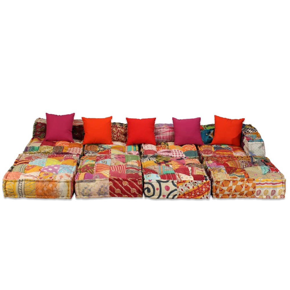 vidaXL Canapea puf modulară cu 4 locuri, petice, material textil