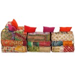 vidaXL Canapea puf modulară cu 4 locuri, petice, material textil vidaXL Canapea puf modulară cu 4 locuri, petice, material textil
