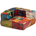 vidaXL Canapea puf modulară cu 4 locuri, petice, material textil vidaXL Canapea puf modulară cu 4 locuri, petice, material textil