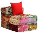 vidaXL Canapea puf modulară cu 3 locuri, petice, material textil vidaXL Canapea puf modulară cu 3 locuri, petice, material textil