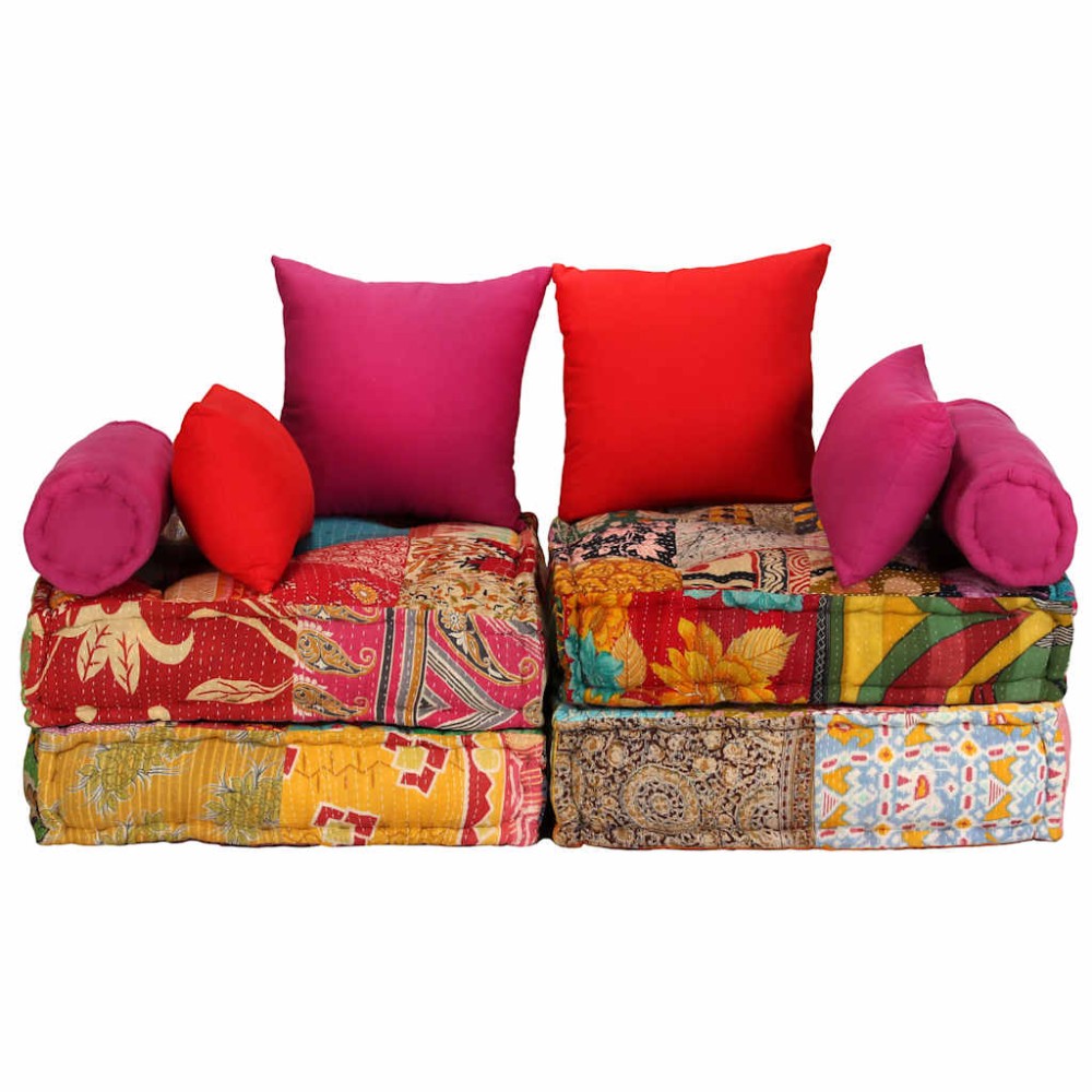 vidaXL Canapea puf modulară cu 2 locuri, petice, material textil