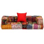 vidaXL Canapea puf modulară cu 2 locuri, petice, material textil vidaXL Canapea puf modulară cu 2 locuri, petice, material textil