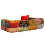 vidaXL Canapea puf modulară cu 2 locuri, petice, material textil vidaXL Canapea puf modulară cu 2 locuri, petice, material textil