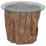 vidaXL Măsuță de cafea, lemn de tec și sticlă, 50 x 40 cm vidaXL Măsuță de cafea, lemn de tec și sticlă, 50 x 40 cm