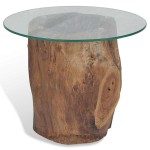 vidaXL Măsuță de cafea, lemn de tec și sticlă, 50 x 40 cm vidaXL Măsuță de cafea, lemn de tec și sticlă, 50 x 40 cm