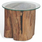 vidaXL Măsuță de cafea, lemn de tec și sticlă, 50 x 40 cm vidaXL Măsuță de cafea, lemn de tec și sticlă, 50 x 40 cm