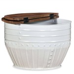 vidaXL Măsuță de cafea în formă de butoi alb lemn masiv reciclat